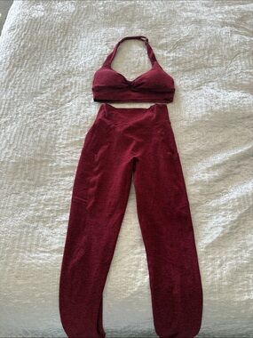 Bombshell Sportswear Burgundy Seamless High-Waist Legging & Halter Bra Set